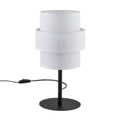 Abat Jour-Selezionato da Mazzolaluce Lampada da comodino paralume tessuto bianco moderna per camera da letto