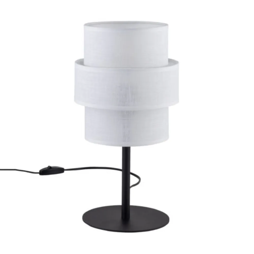 Abat Jour-Selezionato da Mazzolaluce Lampada da comodino paralume tessuto bianco moderna per camera da letto