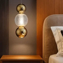 Lampadario Camera Da Letto-Selezionato da Mazzolaluce Lampada da comodino pendente per camera da letto sfere oro