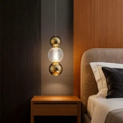 Lampadario Camera Da Letto-Selezionato da Mazzolaluce Lampada da comodino pendente per camera da letto sfere oro
