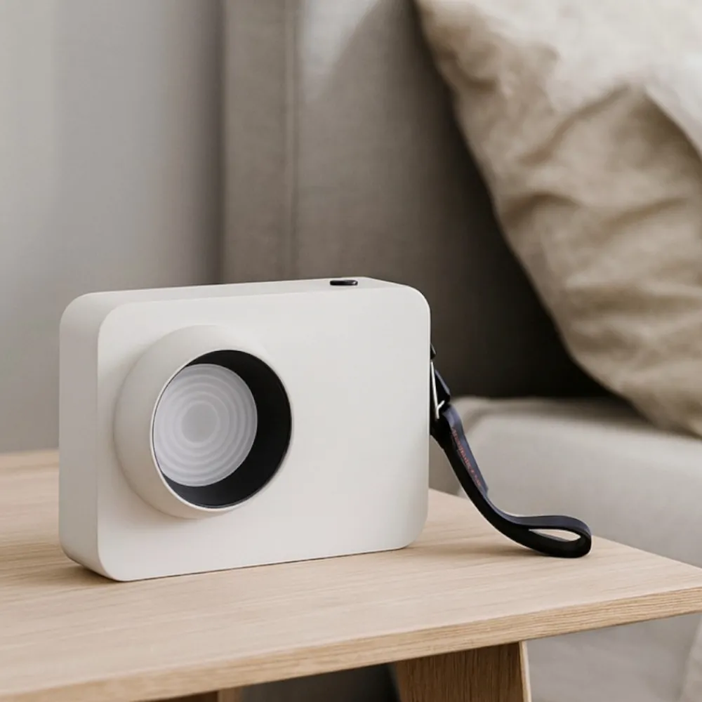 Abat Jour-Selezionato da Mazzolaluce Lampada da comodino portatile moderna macchina fotografica bianca
