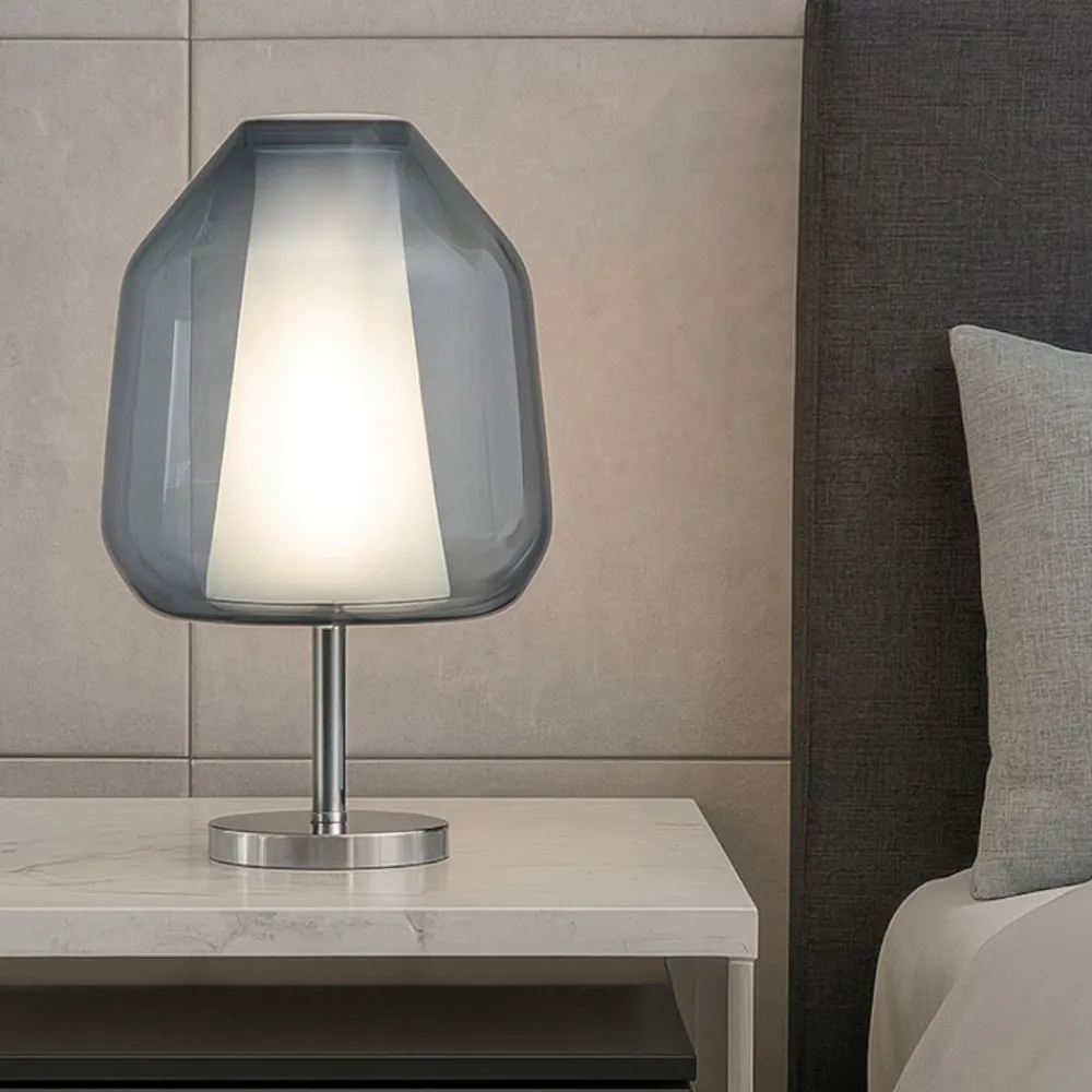Abat Jour-Top Light Lampada da comodino vetro blu cromo moderna toplight