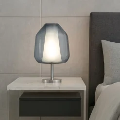 Abat Jour-Top Light Lampada da comodino vetro blu cromo moderna toplight