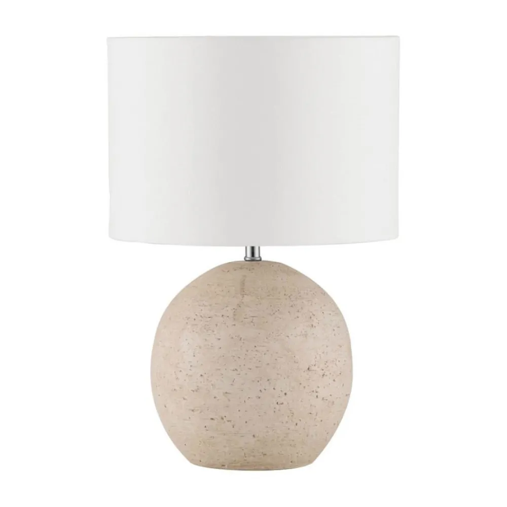 Lampade Da Tavolo-Selezionato da Mazzolaluce Lampada da madia ceramica beige paralume tessuto bianco