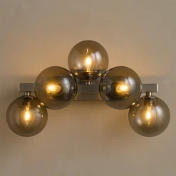 Applique Da Parete-Maytoni Lampada da parete dallas cromo sfere vetro fume design 5 luci
