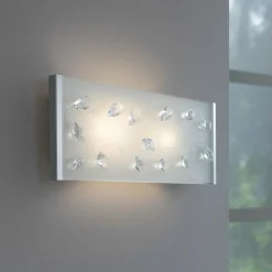 Applique Da Parete-Selezionato da Mazzolaluce Lampada da parete in vetro con mandorle di cristallo