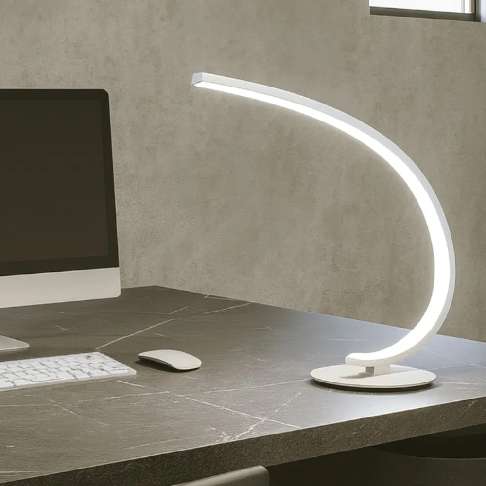 Lampade Da Tavolo-Gea Luce Lampada da scrivania bianca led 12w 3000k design moderna