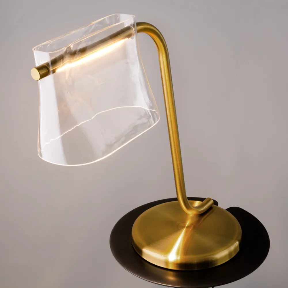 Lampade Da Tavolo-Maytoni Lampada da scrivania cabaret oro paralume vetro