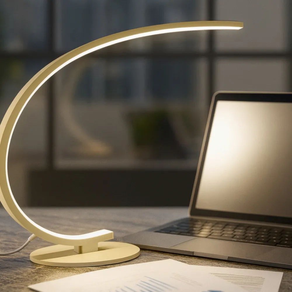 Lampade Da Tavolo-Gea Luce Lampada da scrivania design moderna oro led 12w 3000k iole