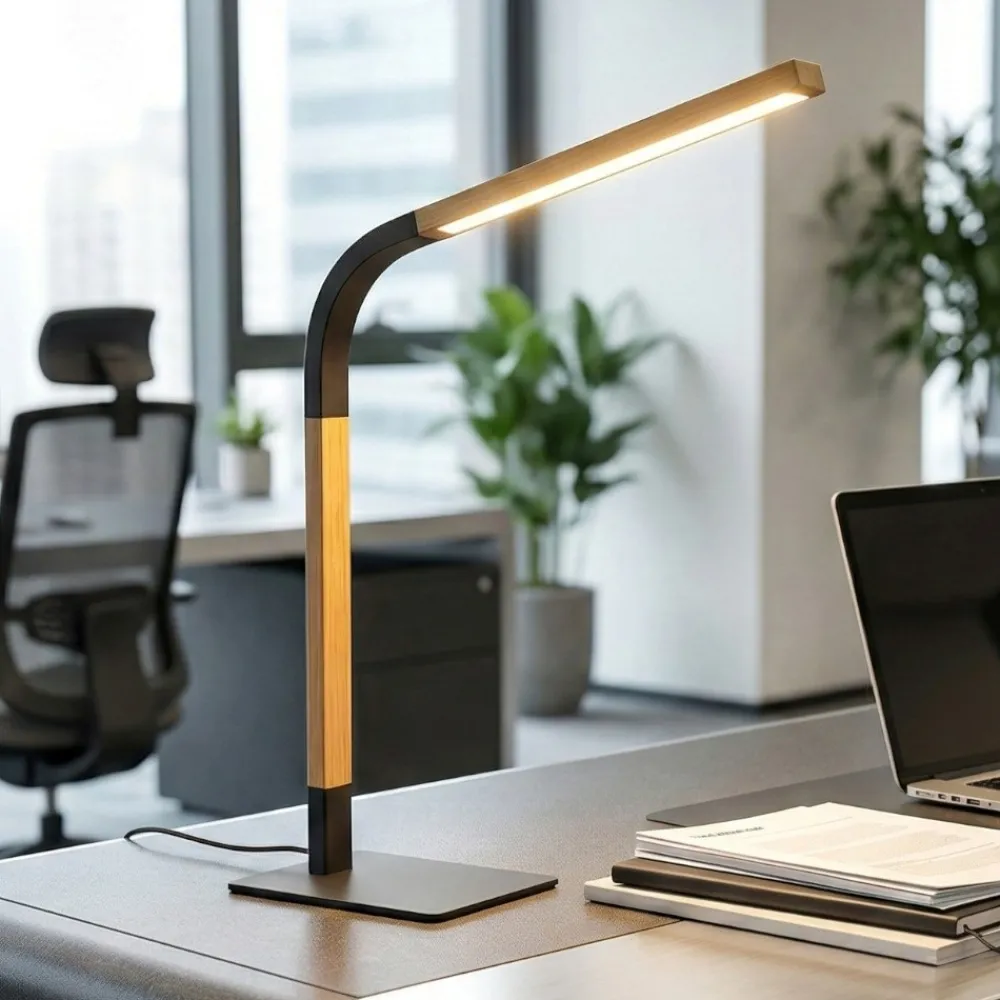 Lampade Da Tavolo-Selezionato da Mazzolaluce Lampada da scrivania di legno orientabile moderna nera
