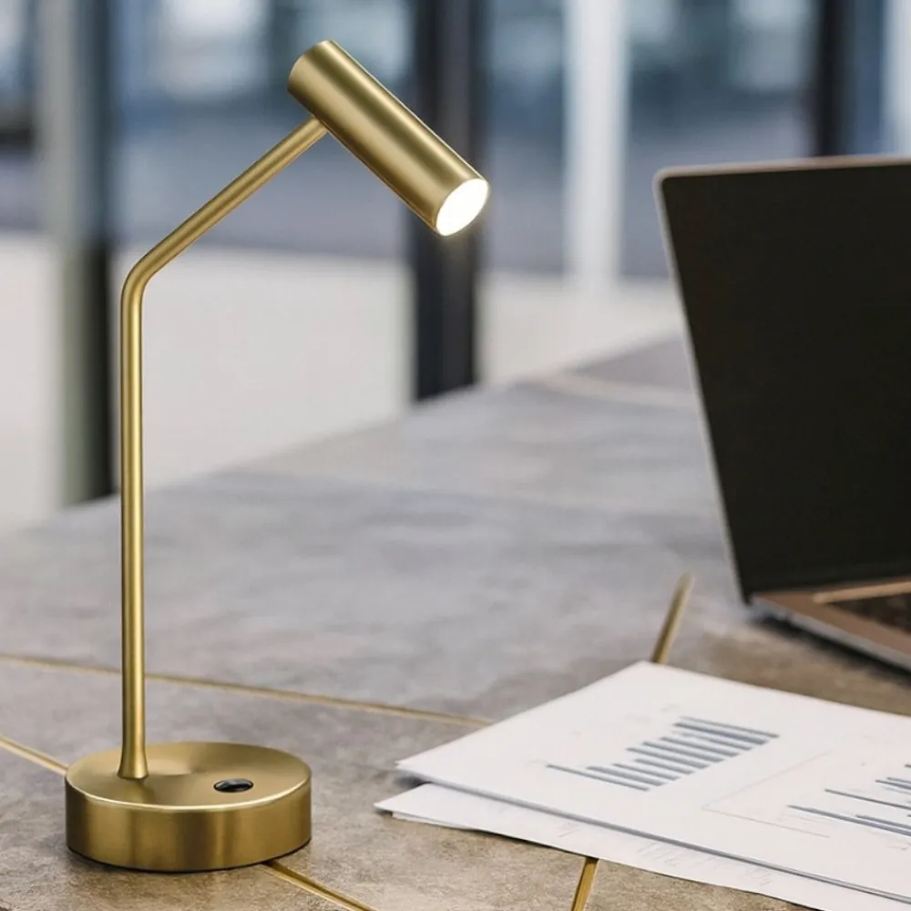 Lampade Da Tavolo-Ideal Lux Lampada da scrivania easy tl led orientabile 3000k ottone
