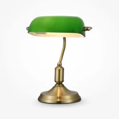 Lampade Da Tavolo-Maytoni Lampada da scrivania kiwi churchill oro brunito vetro verde
