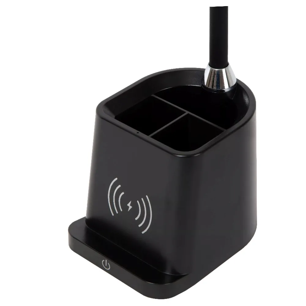 Lampade Da Tavolo-Selezionato da Mazzolaluce Lampada da scrivania nera porta penne ricarica wifii telefonino