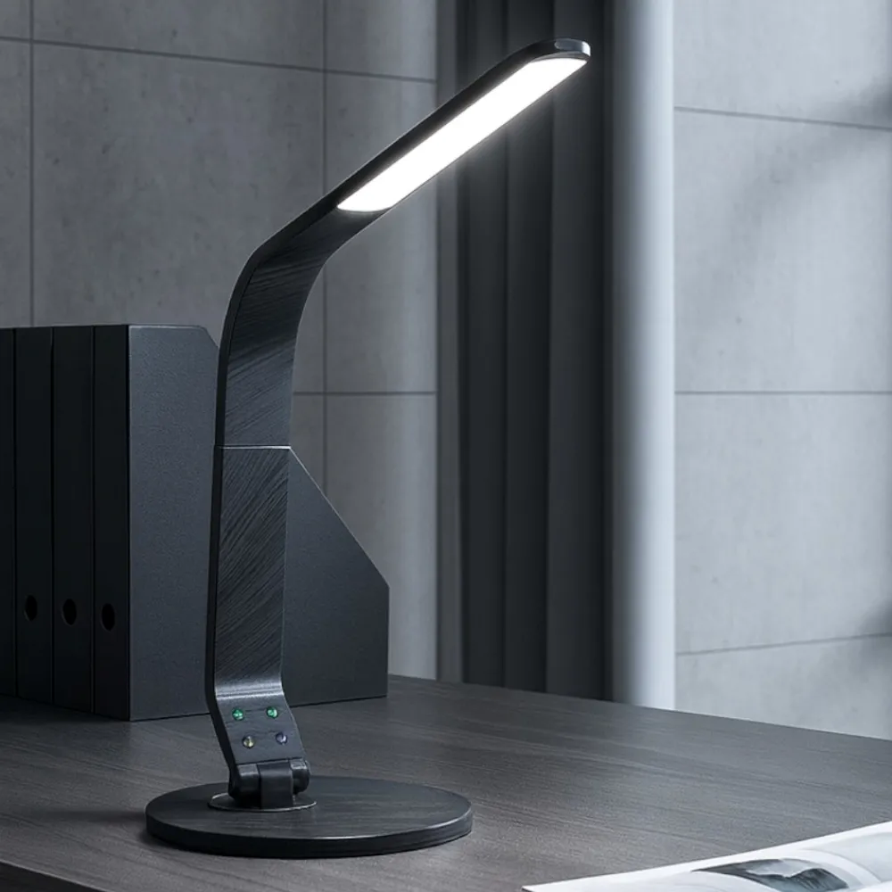 Lampade Da Tavolo-Perenz Illuminazione Lampada da scrivania orientabile nera led 8w dimmerabile porta usb perenz leg