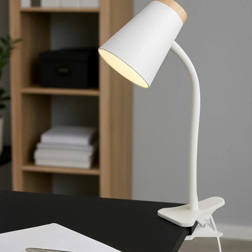Lampade Da Tavolo-Selezionato da Mazzolaluce Lampada da scrivania orientabile bianca con pinza led 4.5w 3000k