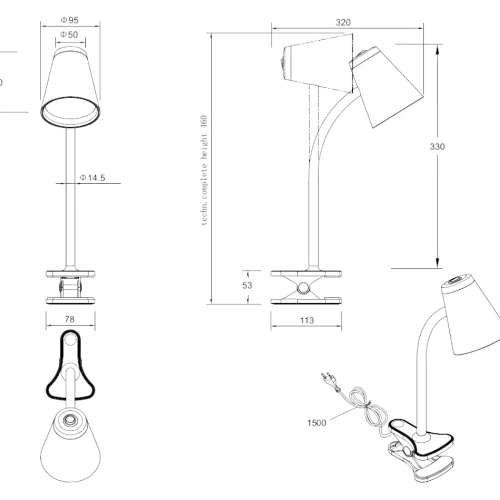 Lampade Da Tavolo-Selezionato da Mazzolaluce Lampada da scrivania orientabile bianca con pinza led 4.5w 3000k