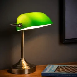 Lampade Da Tavolo-Selezionato da Mazzolaluce Lampada da scrivania vetro verde colore bronzo churchill