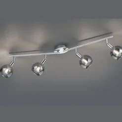 Plafoniere Moderne-Selezionato da Mazzolaluce Lampada da soffitto cromo per soggiorno 4 faretti led orientabili