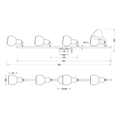 Plafoniere Moderne-Selezionato da Mazzolaluce Lampada da soffitto cromo per soggiorno 4 faretti led orientabili