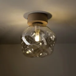 Plafoniere Moderne-Selezionato da Mazzolaluce Lampada da soffitto tortora plafoniera sfera vetro design cognac