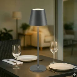 Lampade Da Tavolino Esterno-Perenz Illuminazione Lampada da tavolino grigio scuro diva 39cm per ristoranti portatile
