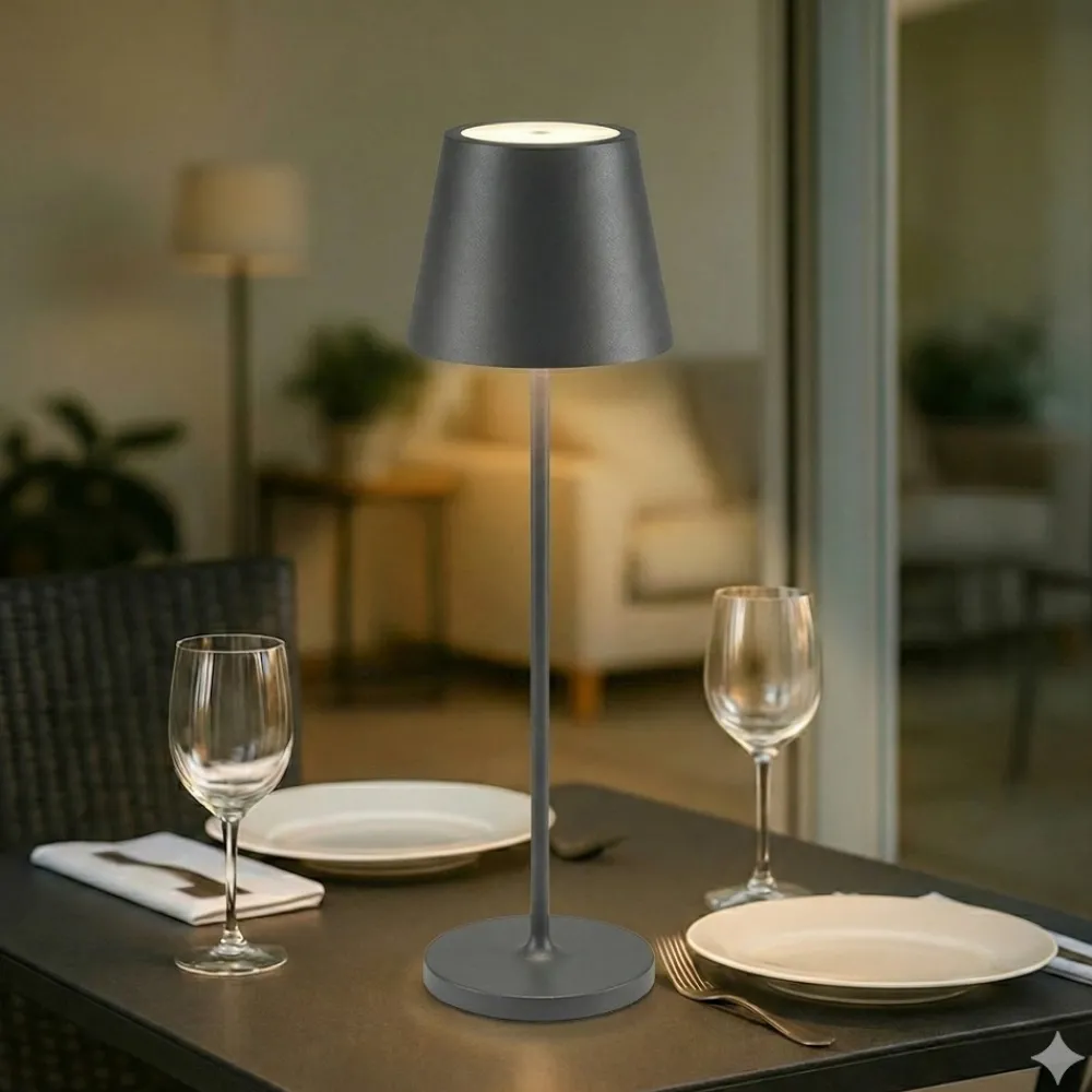 Lampade Da Tavolino Esterno-Perenz Illuminazione Lampada da tavolino grigio scuro diva 39cm per ristoranti portatile