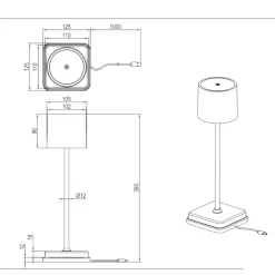 Lampade Da Tavolino Esterno-Selezionato da Mazzolaluce Lampada da tavolino grigio senza fili per esterno ristorante