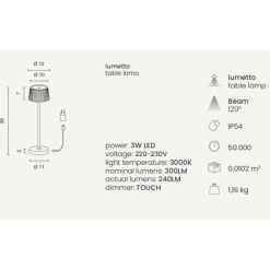 Lampade Da Tavolino Esterno-Ondaluce Lampada da tavolino per esterno oro led 3w 3000k lt macao