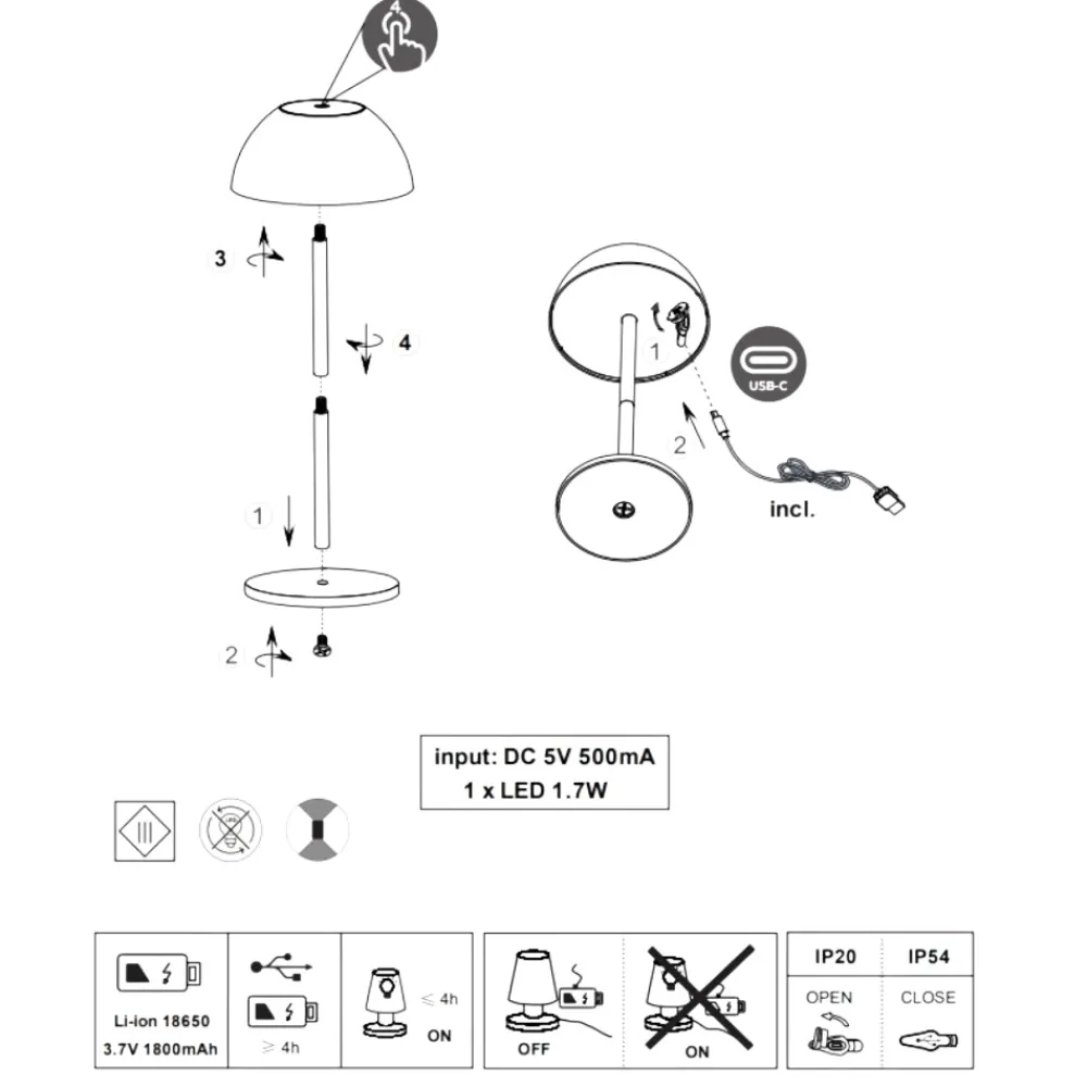Lampade Da Tavolino Esterno-Selezionato da Mazzolaluce Lampada da tavolino portatile senza fili rossa led moderna