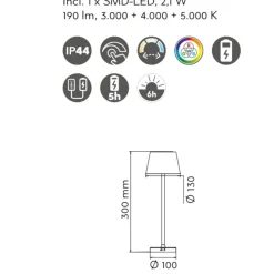 Lampade Da Tavolino Esterno-Selezionato da Mazzolaluce Lampada da tavolino senza fili led cct rgb dimmerabile bianca