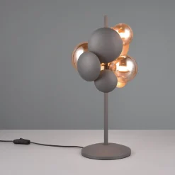 Lampade Da Tavolo-Selezionato da Mazzolaluce Lampada da tavolo antracite design moderno sfere vetro ambra