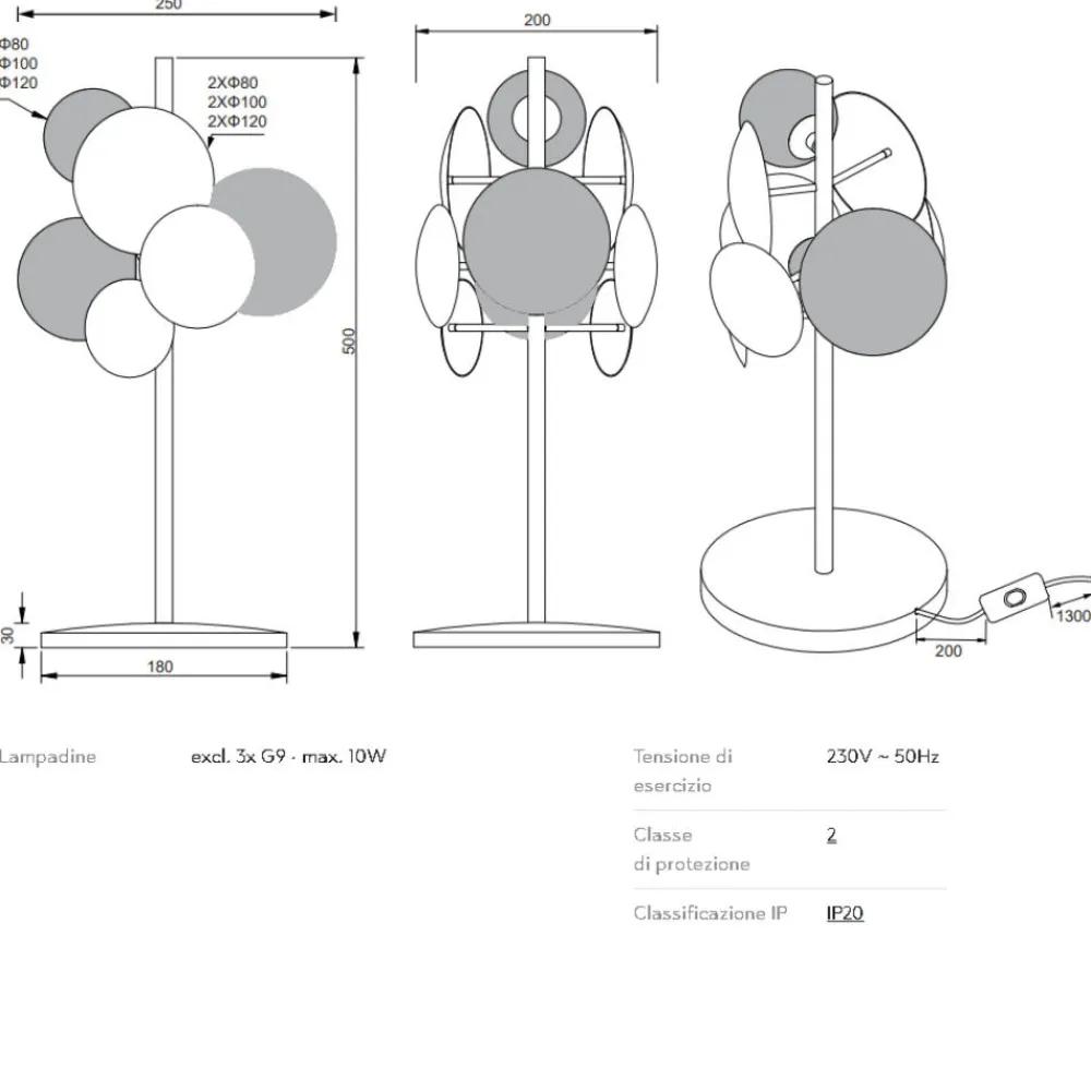 Lampade Da Tavolo-Selezionato da Mazzolaluce Lampada da tavolo antracite design moderno sfere vetro ambra