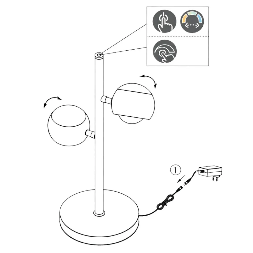 Lampade Da Tavolo-Selezionato da Mazzolaluce Lampada da tavolo bianca moderna 2 sfere orientabili led 2700k-6500k