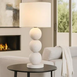 Lampade Da Tavolo-Selezionato da Mazzolaluce Lampada da tavolo bianca per soggiorno ceramica paralume