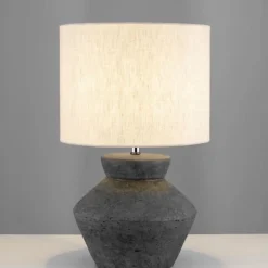Lampade Da Tavolo-Selezionato da Mazzolaluce Lampada da tavolo ceramica antracite design paralume sabbia