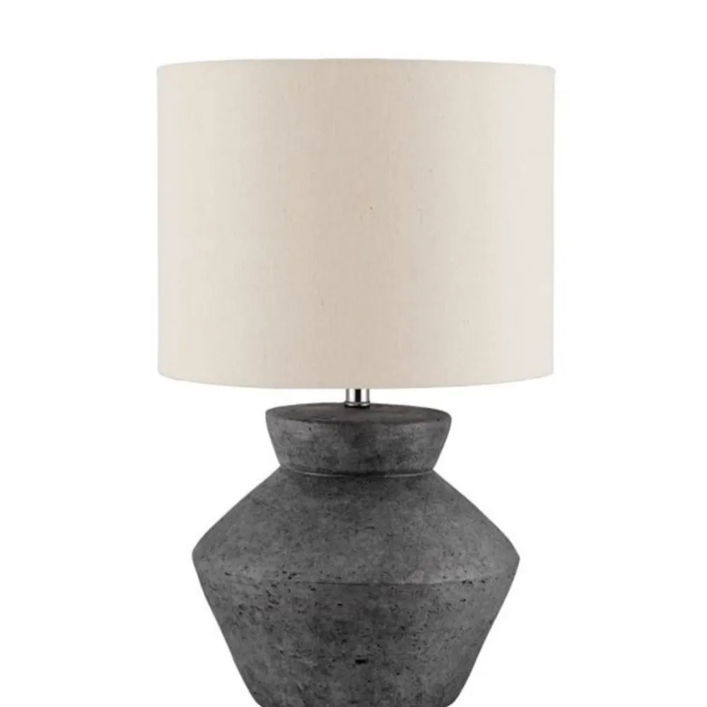 Lampade Da Tavolo-Selezionato da Mazzolaluce Lampada da tavolo ceramica antracite design paralume sabbia