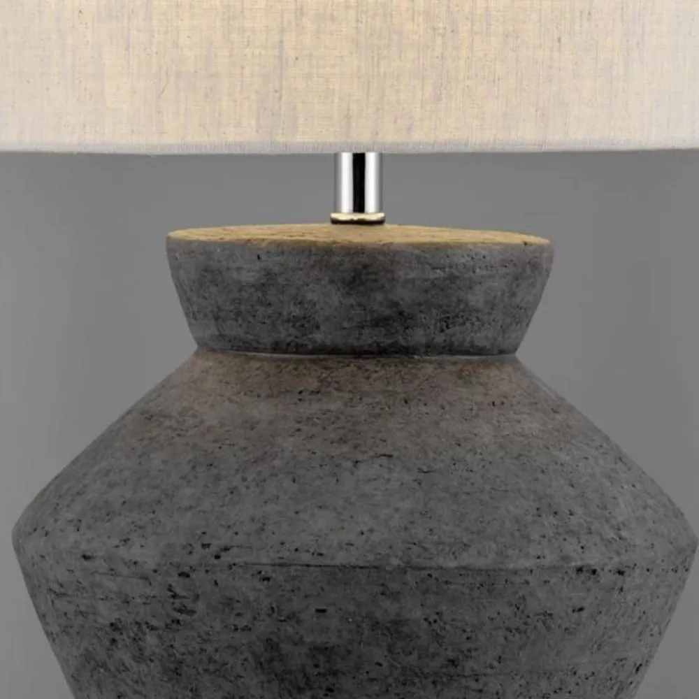 Lampade Da Tavolo-Selezionato da Mazzolaluce Lampada da tavolo ceramica antracite design paralume sabbia