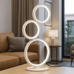 Lampade Da Tavolo-Selezionato da Mazzolaluce Lampada da tavolo cerchi moderna led 17w 3000k bianca dimmerabile