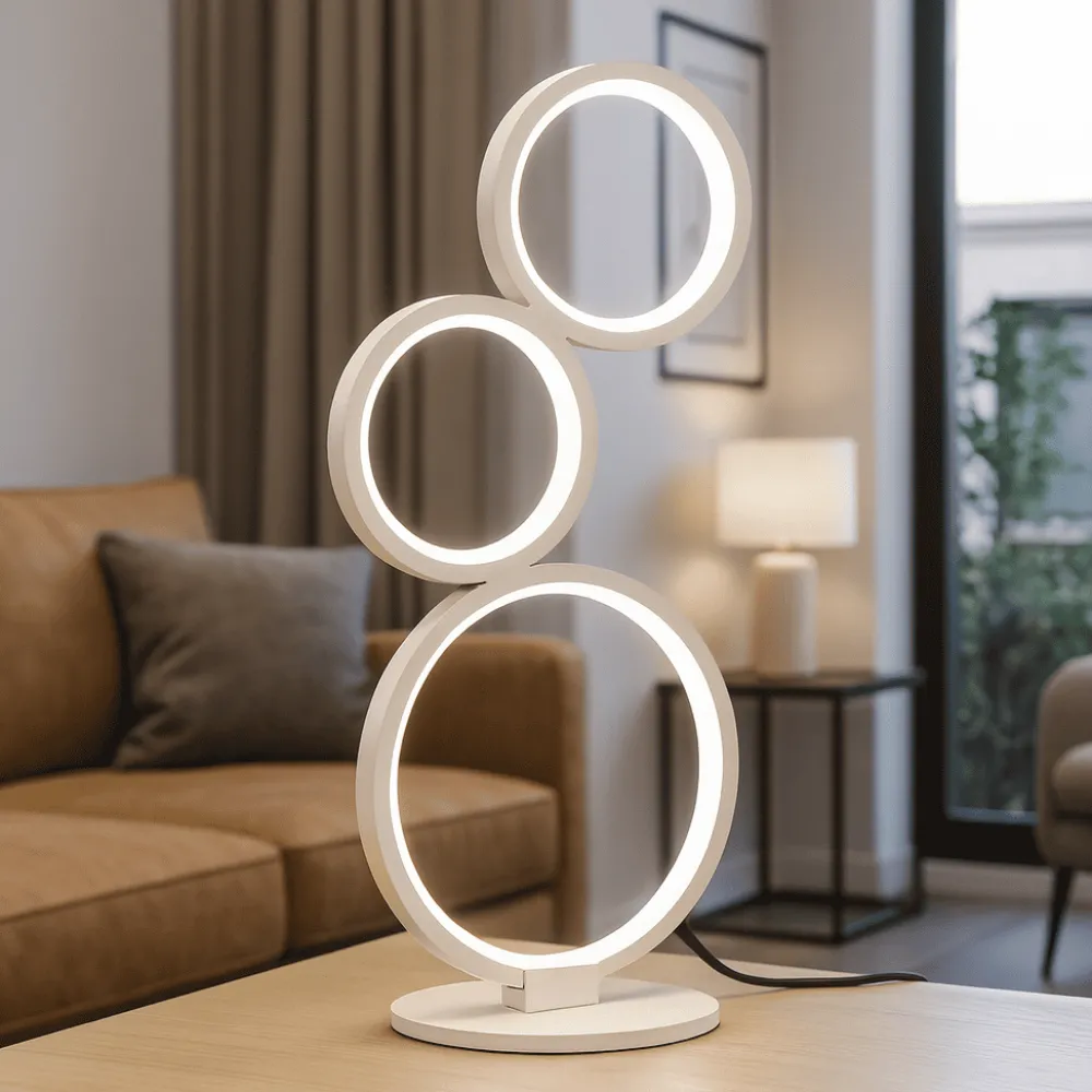 Lampade Da Tavolo-Selezionato da Mazzolaluce Lampada da tavolo cerchi moderna led 17w 3000k bianca dimmerabile
