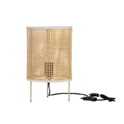Lampade Da Tavolo-Selezionato da Mazzolaluce Lampada da tavolo cilindrica in rattan intrecciato