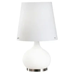 Lampade Da Tavolo-Fabas Luce Lampada da tavolo cono vetro bianco moderna ade