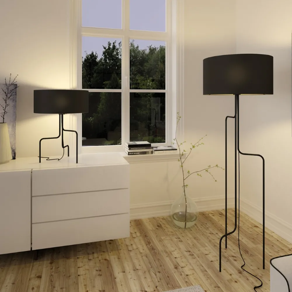 Lampade Da Tavolo-Selezionato da Mazzolaluce Lampada da tavolo design moderna metallo paralume tessuto nero