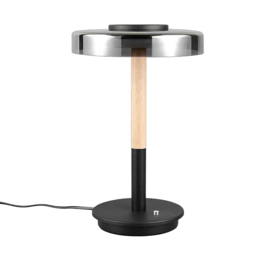 Lampade Da Tavolo-Selezionato da Mazzolaluce Lampada da tavolo design moderna legno vetro fume led dimmerabile