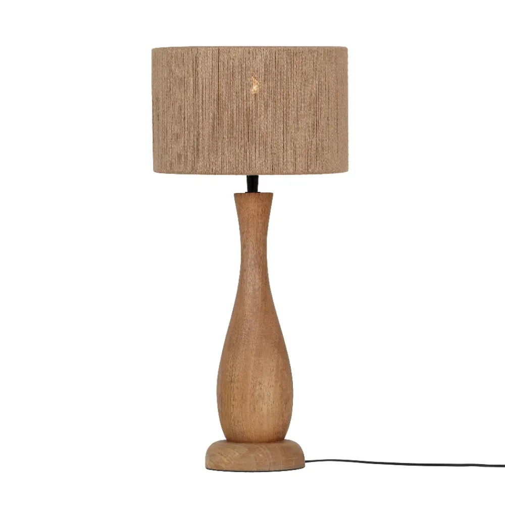 Lampade Da Tavolo-Selezionato da Mazzolaluce Lampada da tavolo di legno con paralume in juta