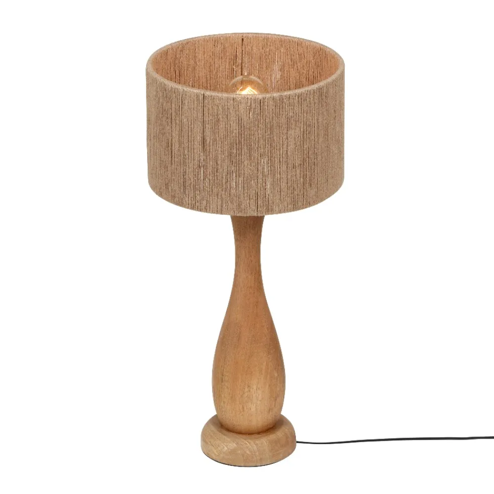 Lampade Da Tavolo-Selezionato da Mazzolaluce Lampada da tavolo di legno con paralume in juta