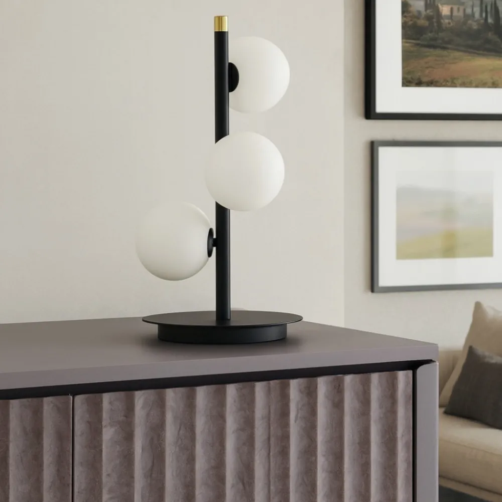 Lampade Da Tavolo-Sforzin Illuminazione Lampada da tavolo dimmerabile sfere vetro bianco pomi' miloox