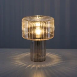 Lampade Da Tavolo-Selezionato da Mazzolaluce Lampada da tavolo fungo di vetro ambra trasparente design moderno