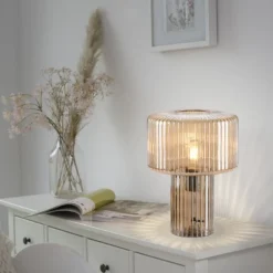 Lampade Da Tavolo-Selezionato da Mazzolaluce Lampada da tavolo fungo di vetro ambra trasparente design moderno