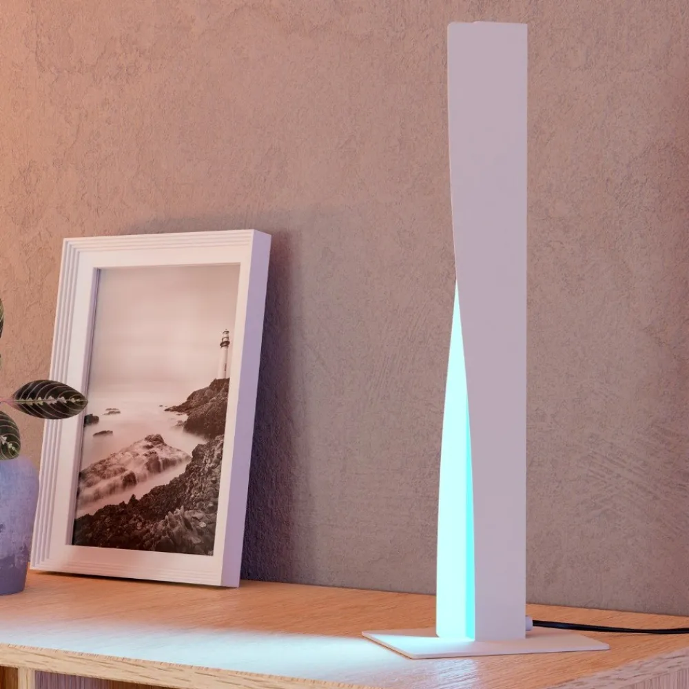 Lampade Da Tavolo-Eglo Lampada da tavolo grigia design moderna led rgb 2700 a 6500k controllo remoto app bolognano