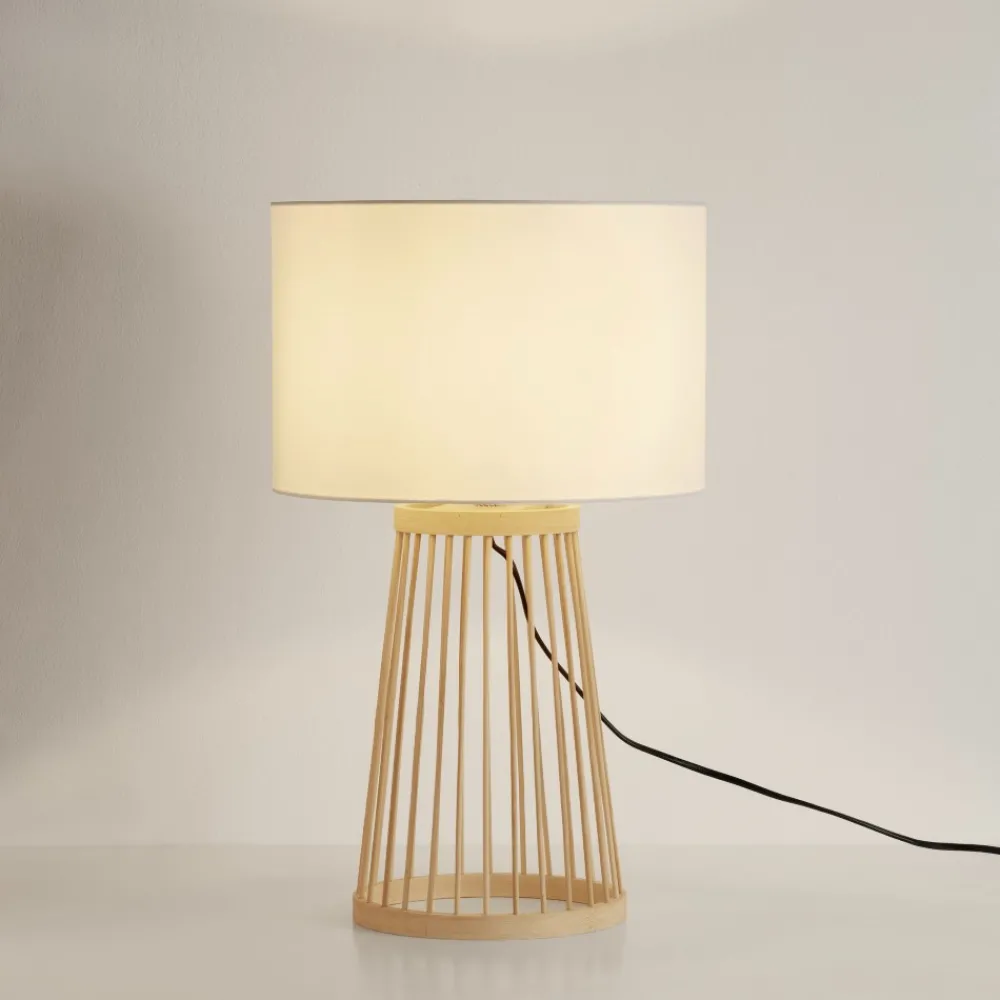Lampade Da Tavolo-Selezionato da Mazzolaluce Lampada da tavolo in bambu' e paralume di tessuto